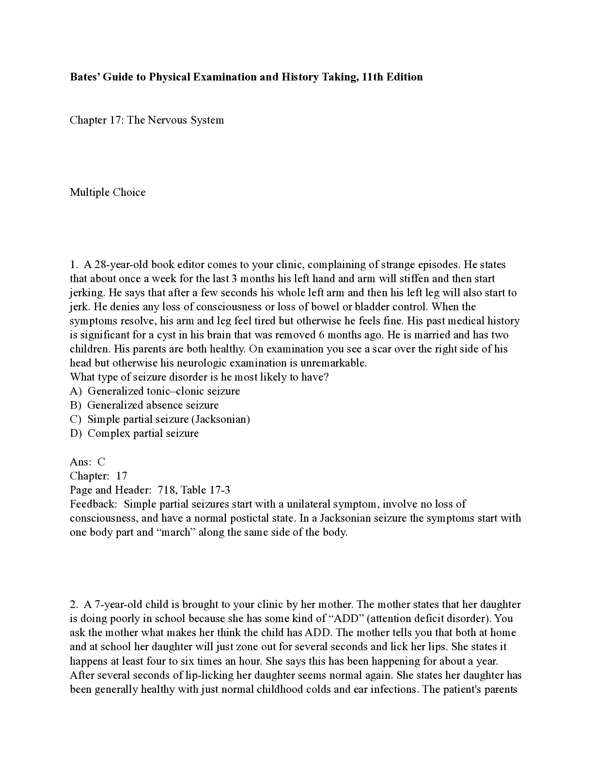 Preview image of Chapter 17 - The Nervous System NURS 807 (Complete Solution) document